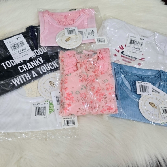 Baby Girl 3–6M Lot w/ Organic Tanks, Graphic Onesies & Floral Outfit | NWT - Picture 3 of 9